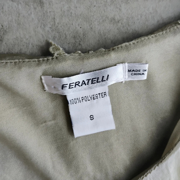 Feratelli Sheer Lace Layered Long Flowy Top Green Lagenlook Fairycore Size Small - Picture 7 of 13